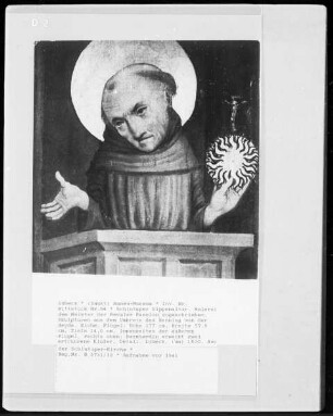 Schlutuper Sippenaltar — Zwei Szenen aus der Legende des heiligen Bernardino von Siena — Der heilige Bernardino erweckt zwei tote Kinder