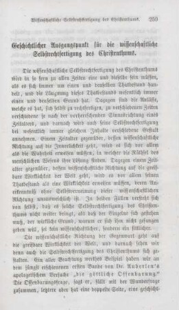 259-268 Geschichtlicher Ausgangspunkt für die wissenschaftliche Selbstrechtfertigung des Christenthums