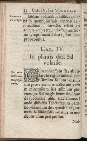 Cap. IV. In plantis dari Sal volatile.