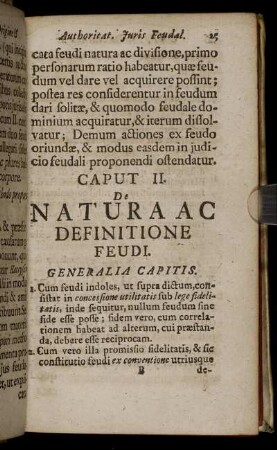 Caput II. De Naturaac Definitione Feudi.
