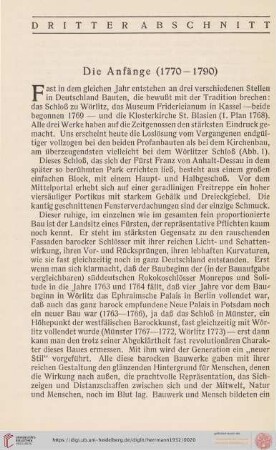 III. Die Anfänge (1770 - 1790)