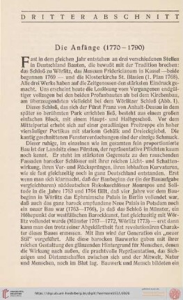 III. Die Anfänge (1770 - 1790)