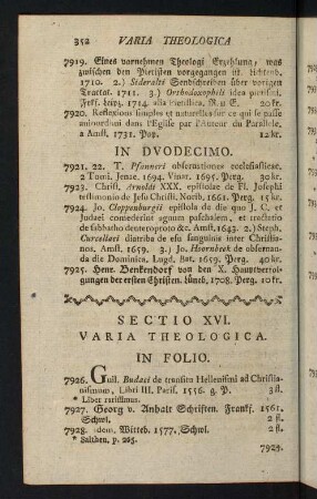 352-374, Sectio XVI. Varia Theologica