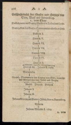 Geschlechtstafel der Grafen und Herzoge von Cleve, Mark und Ravensberg