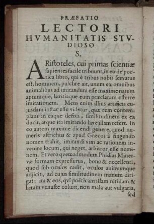 Praefatio Lectori Humanitatis Studioso