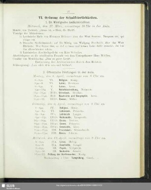 VI. Ordnung der Schulfeierlichkeiten