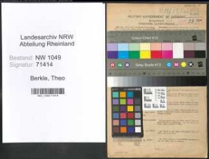 Entnazifizierung Theo Berkle , geb. 06.02.1896 (Glasmacher)