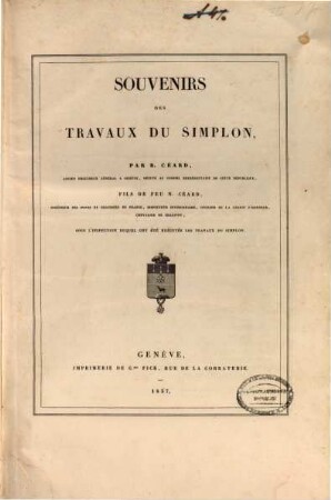 Souvenirs des travaux du Simplon