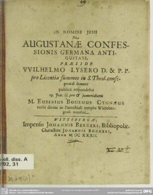 De Augustanae confessionis Germana antiquitate