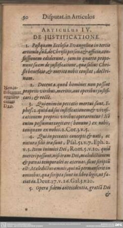 Articulus IV. De Justificatione