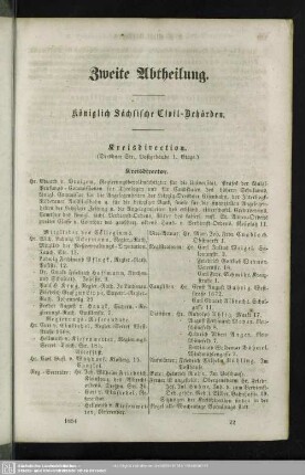 Zweite Abtheilung. Behördenverzeichnis