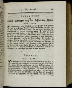 Evangelium am fünften Sonntage nach der Erscheinung Christi. - Evangelium am sechsten Sonntage nach der Erscheinung Christi.