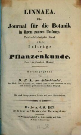 Linnaea  : ein Journal für die Botanik in ihrem ganzen Umfange. 32. 1863
