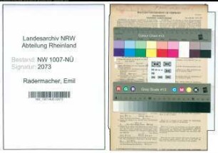 Entnazifizierung Emil Radermacher , geb. 18.05.1920 (Verw.Angestellter)