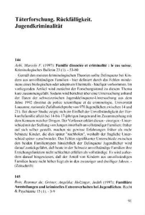 91-102, Täterforschung. Rückfälligkeit. Jugendkriminalität