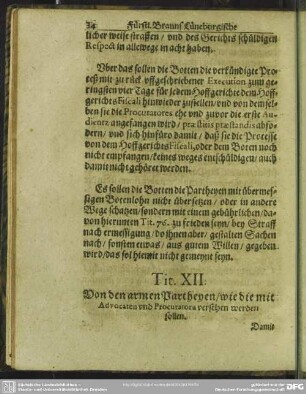 Tit. XII. Von den armen Partheyen, wie die mit Advocaten und Procuratora versehen werden sollen