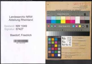 Entnazifizierung Friedrich Baedorf , geb. 23.10.1902 (Richter)