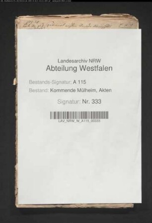 "Jahresrechnung der Landkommende Mülheim".