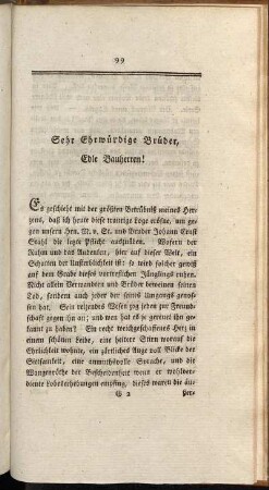 Sehr Ehrwürdige Brüder, Edle Bauherren!