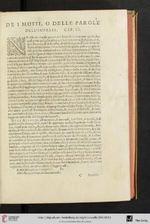 De i motti, o delle parole dell'imprese. Cap. VI.