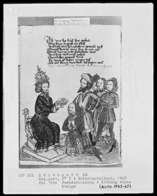 Schachzabelbuch des Konrad von Ammenhausen — Krönung eines Königs, Folio 154verso