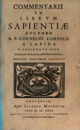 Commentarii In Librvm Sapientiae