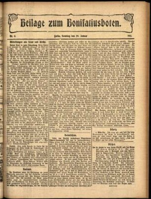 Zweite Ausgabe vom Sonntag, den 29. Januar 1911.