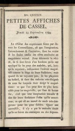 No CXXXIV (Jeudi 23 Sepembre 1784)
