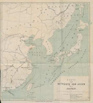 Karte der Ostküste von Asien mit Japan