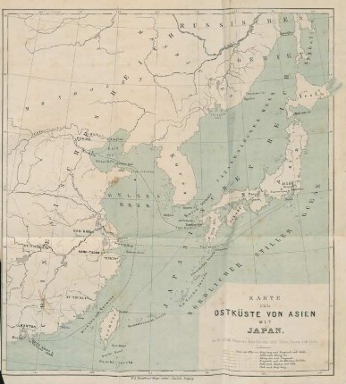 Karte der Ostküste von Asien mit Japan