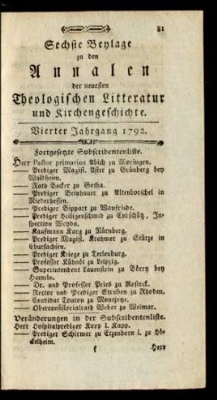 Sechste Beylage