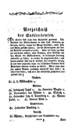 Verzeichniß der Subscribenten