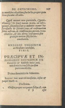 Praecipuae Et Insigniores Sententiae Ex Evangeliis et Epistolis totius anni, tum dominicis, tum festis, in usum puerorum delectae.