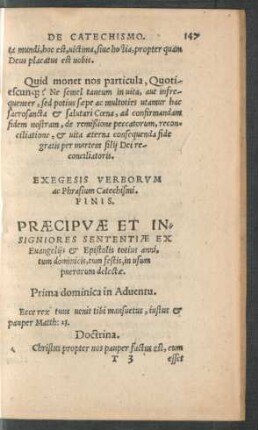 Praecipuae Et Insigniores Sententiae Ex Evangeliis et Epistolis totius anni, tum dominicis, tum festis, in usum puerorum delectae.