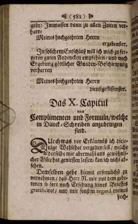 Das X. Capitul ... /welche in Danck-Schreiben anzubringen sind.