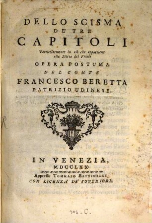 Dello Scisma de'tre Capitoli ...