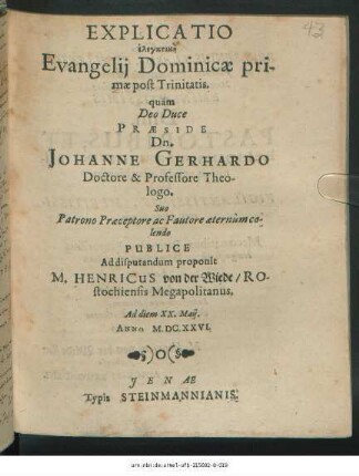 Explicatio elenktikē Evangelii Dominicae primae post Trinitatis