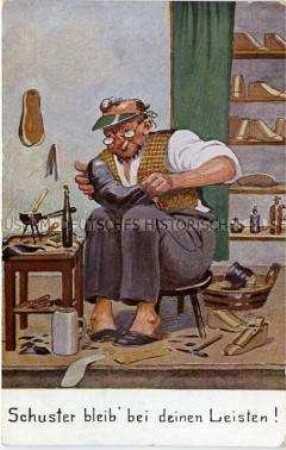 Karikatur eines Schuhmachers
