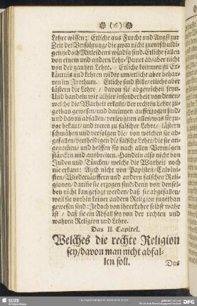 Das II. Capitel. Welches die rechte Religion sey, davon man nicht abfallen soll