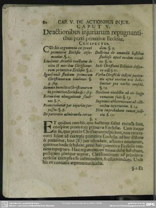 Caput V. De actionibus iniuriarum repugnantibus praxi primitivae Ecclesiae