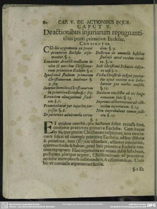 Caput V. De actionibus iniuriarum repugnantibus praxi primitivae Ecclesiae