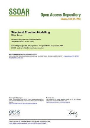 Structural Equation Modelling
