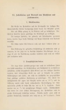 VI. Fabrikation und Vertrieb von Maschinen und Instrumenten.