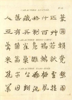 Caractere Li-Tsée, caractere Hing-Chou, caractere Tsao-Tsée