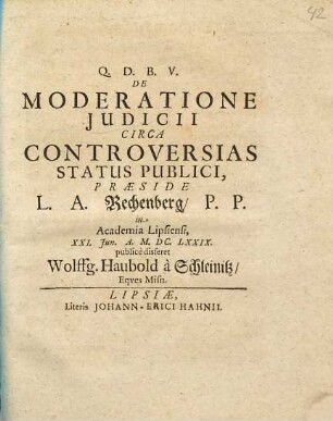 De moderatione iudicii circa controversias status publici