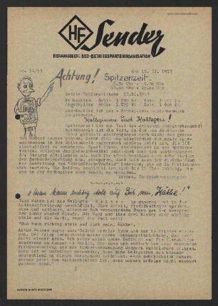 'HF-Sender' [Flugblatt], Nr.51/1953 (16. Dezember 1953)