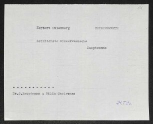 Brief von Gerhart Hauptmann an Herbert Eulenberg