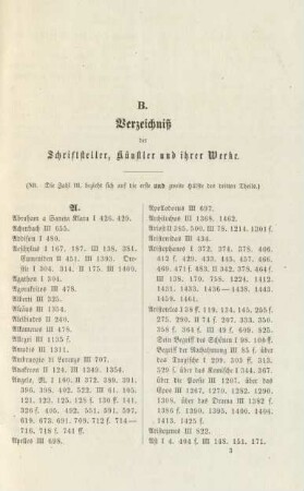 B. Verzeichniß der Schriftsteller, Künstler und ihrer Werke