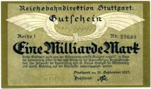 Geldschein, 1 Milliarde Mark, 26.9.1923