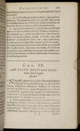Cap. IX.; Cap. X.; An Possit Amittere Iustitiam semel acquisitam? Quo Modo Iustitia Semel Acquisita conseruetur.